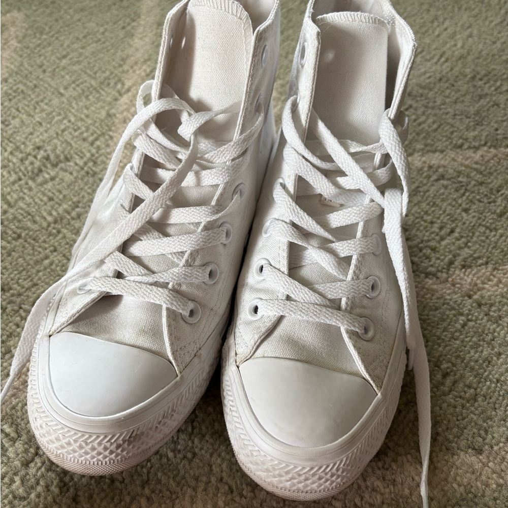 Converse White High-Top Sneakers Canvas Rubber Sole